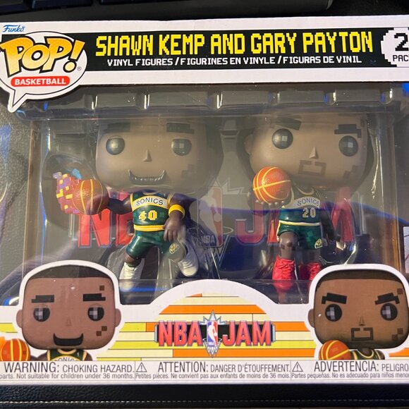 Shawn Kemp & Gary Payton (Seattle Supersonics) 8-Bit NBA Jam Funko Pop! NIB - Picture 2 of 3